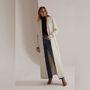 FAVORITE DAUGHTER THE CITY LONGLINE WOOL&COTTON TWEED COAT, White Boucle,M,$595